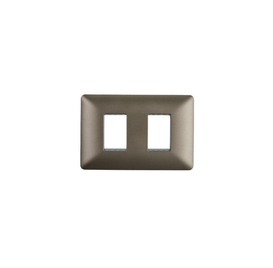 Placa Doble Base Soporte Modulo Tomacorriente Interruptor Stanford Café-4