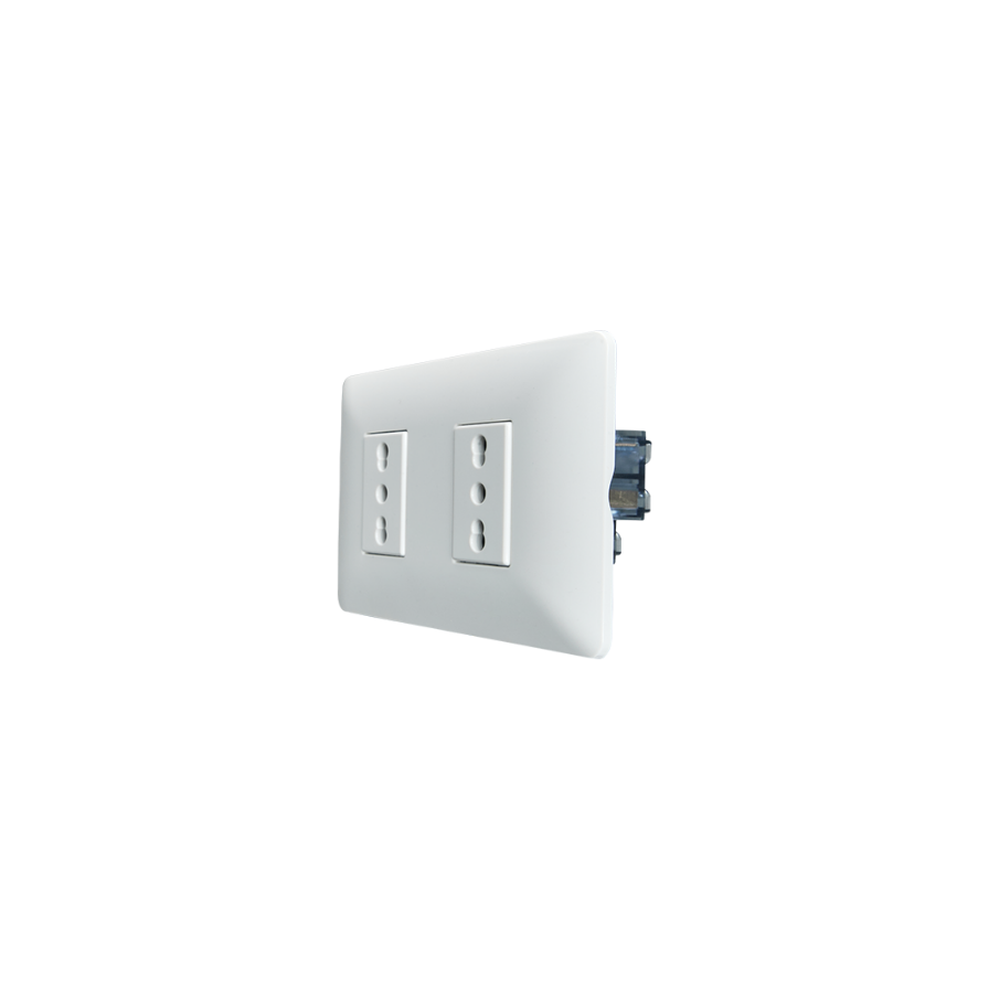 Enchufe Tomacorriente Doble Bipaso 10/16 220v Sec Stanford Blanco-1
