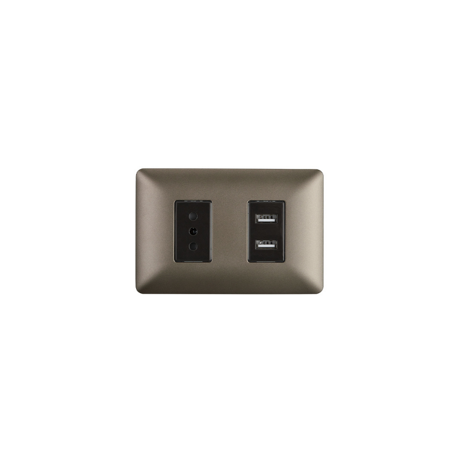 Tomacorriente Simple Con Doble USB Sec 10a 250v Stanford Café-0