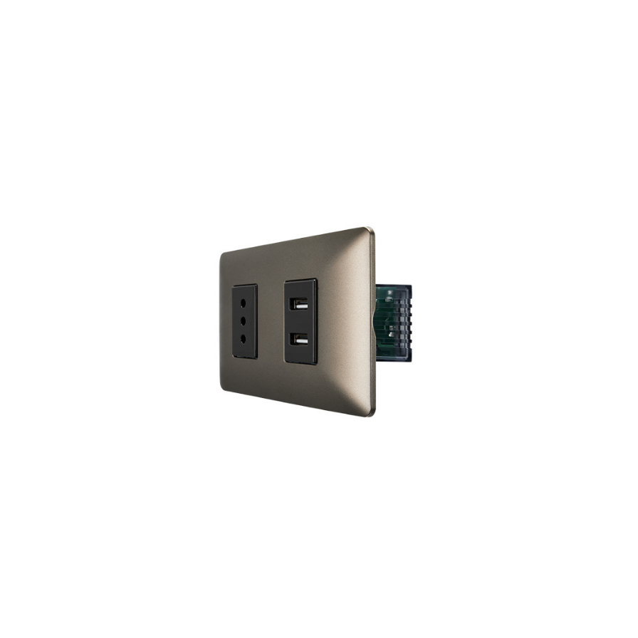 Tomacorriente Simple Con Doble USB Sec 10a 250v Stanford Café-1