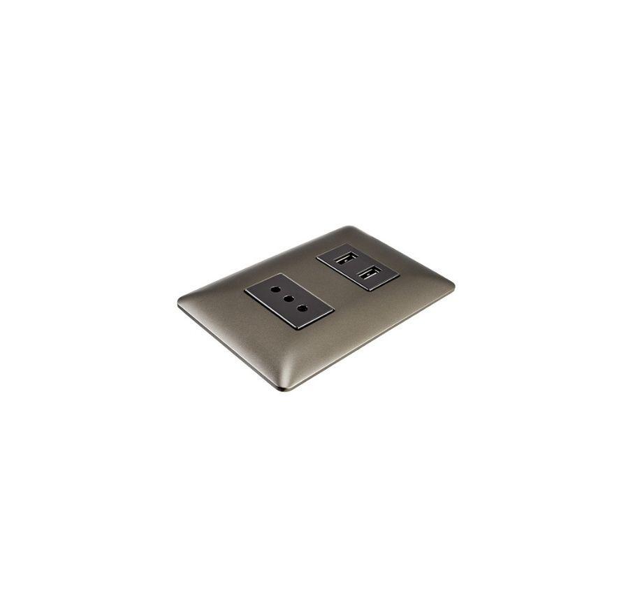 Tomacorriente Simple Con Doble USB Sec 10a 250v Stanford Café-4