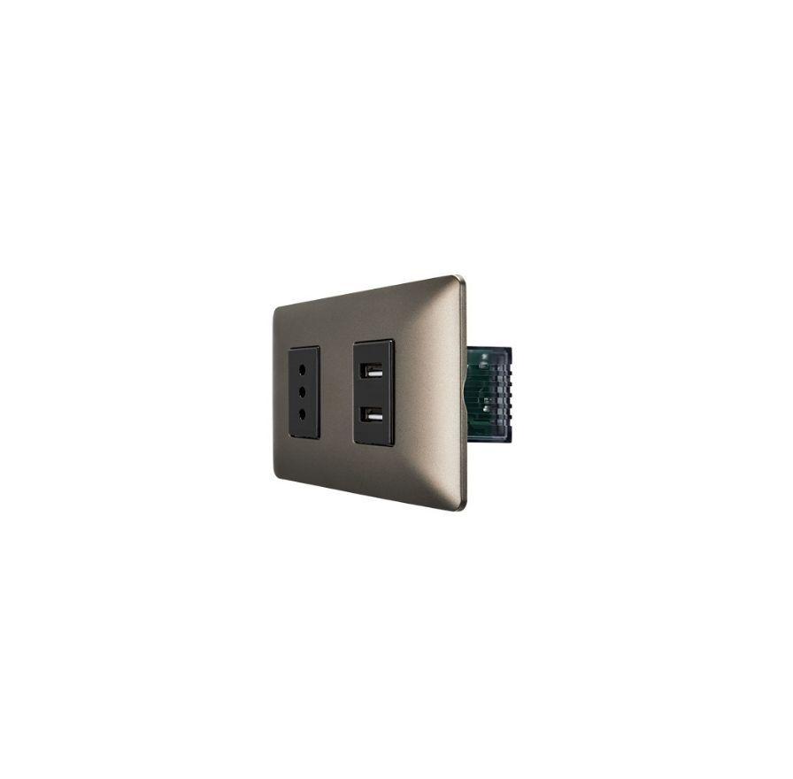 Tomacorriente Simple Con Doble USB Sec 10a 250v Stanford Café-5
