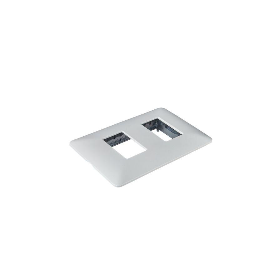Placa Doble Base Soporte Modulo Tomacorriente Interruptor Stanford Blanco-1