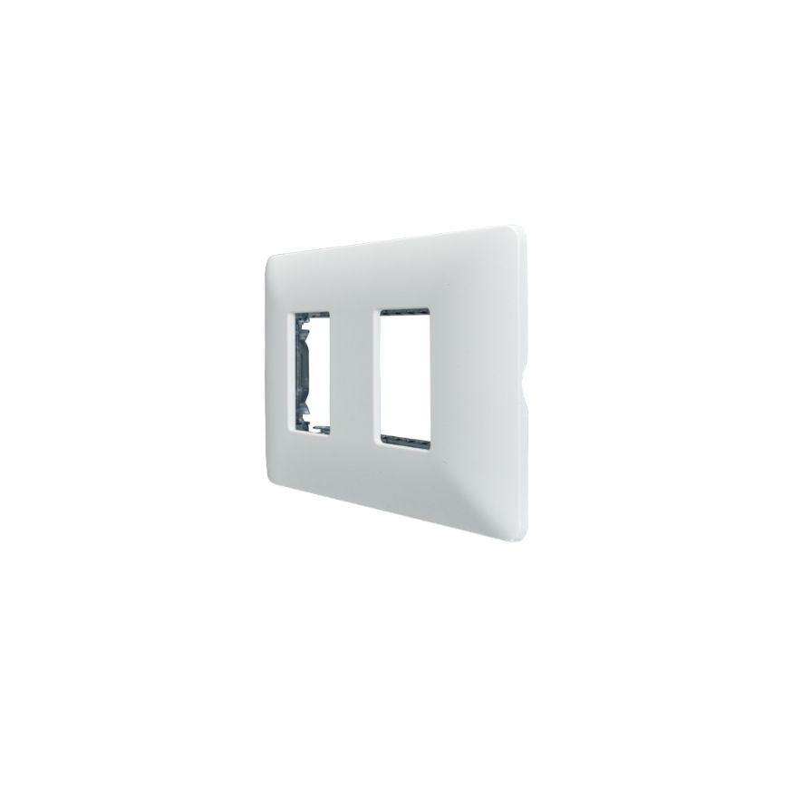 Placa Doble Base Soporte Modulo Tomacorriente Interruptor Stanford Blanco-2