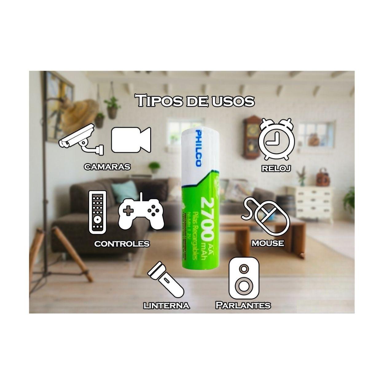 UNIDAD PILA RECARGABLE AA 2700 MAH MULTIUSOS PHILCO-2