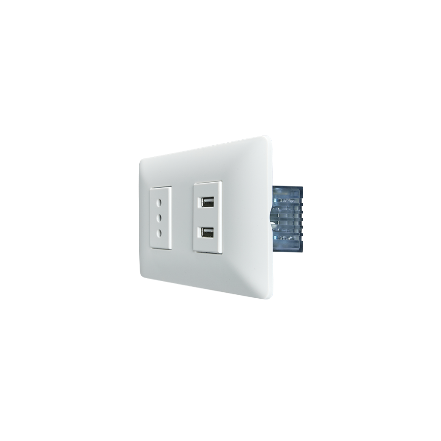 Tomacorriente Simple Con Doble USB Sec 10a 250v Stanford Blanco-1