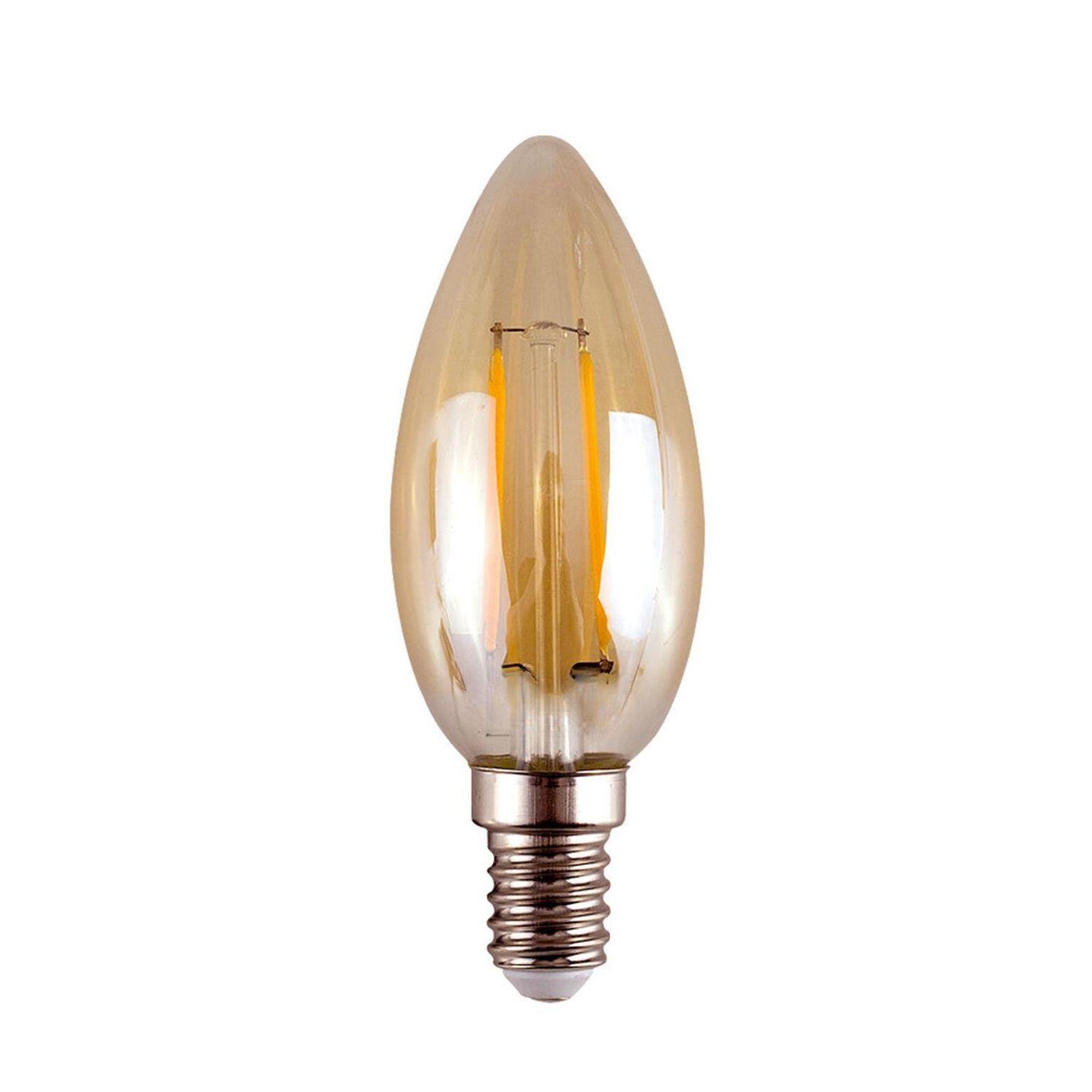 Pack 10 Ampolletas Led Vela Vintage 2w E14 2700k Ambar-2