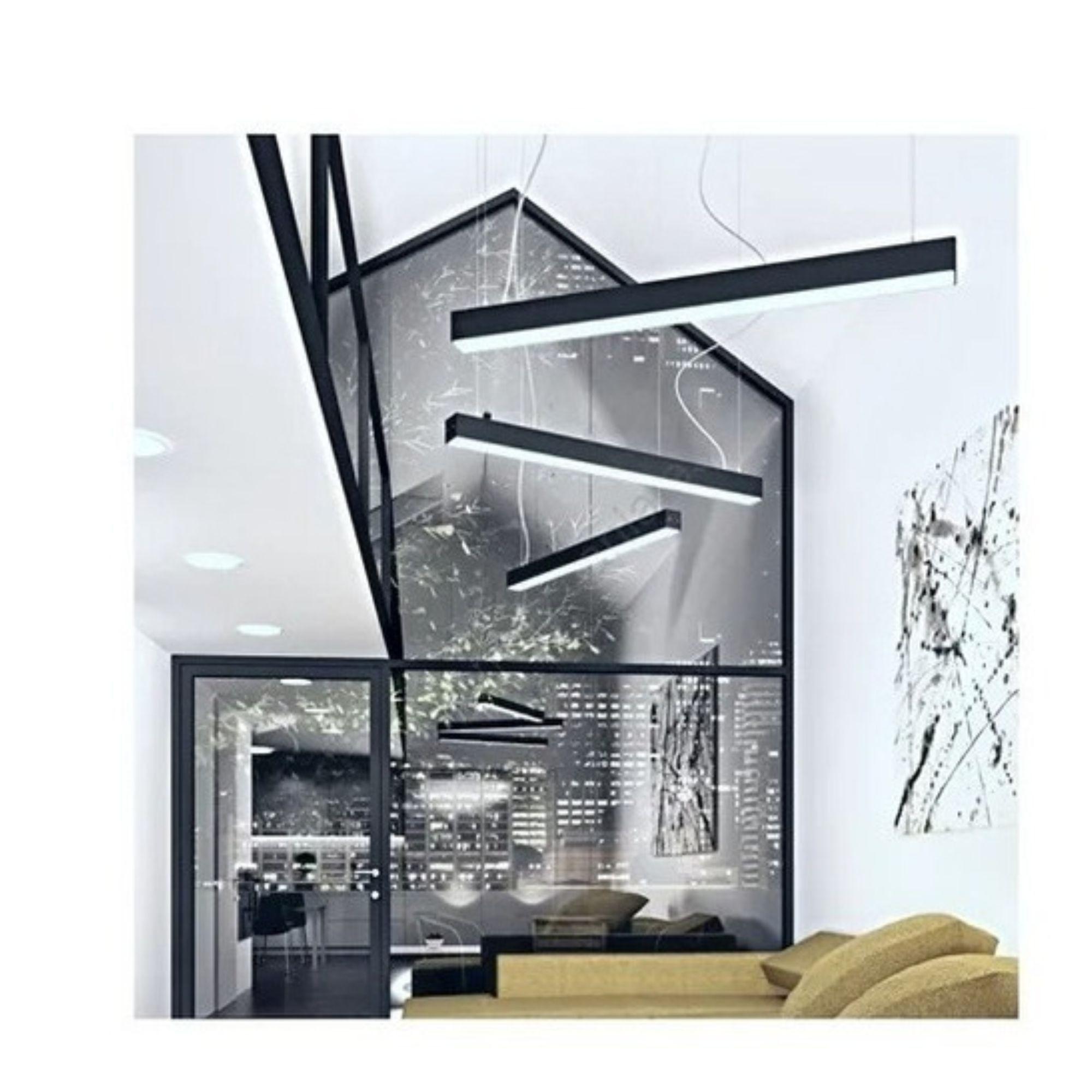 Lampara Led Lineal Colgante Negro 20w Decorativo Empavonado-5