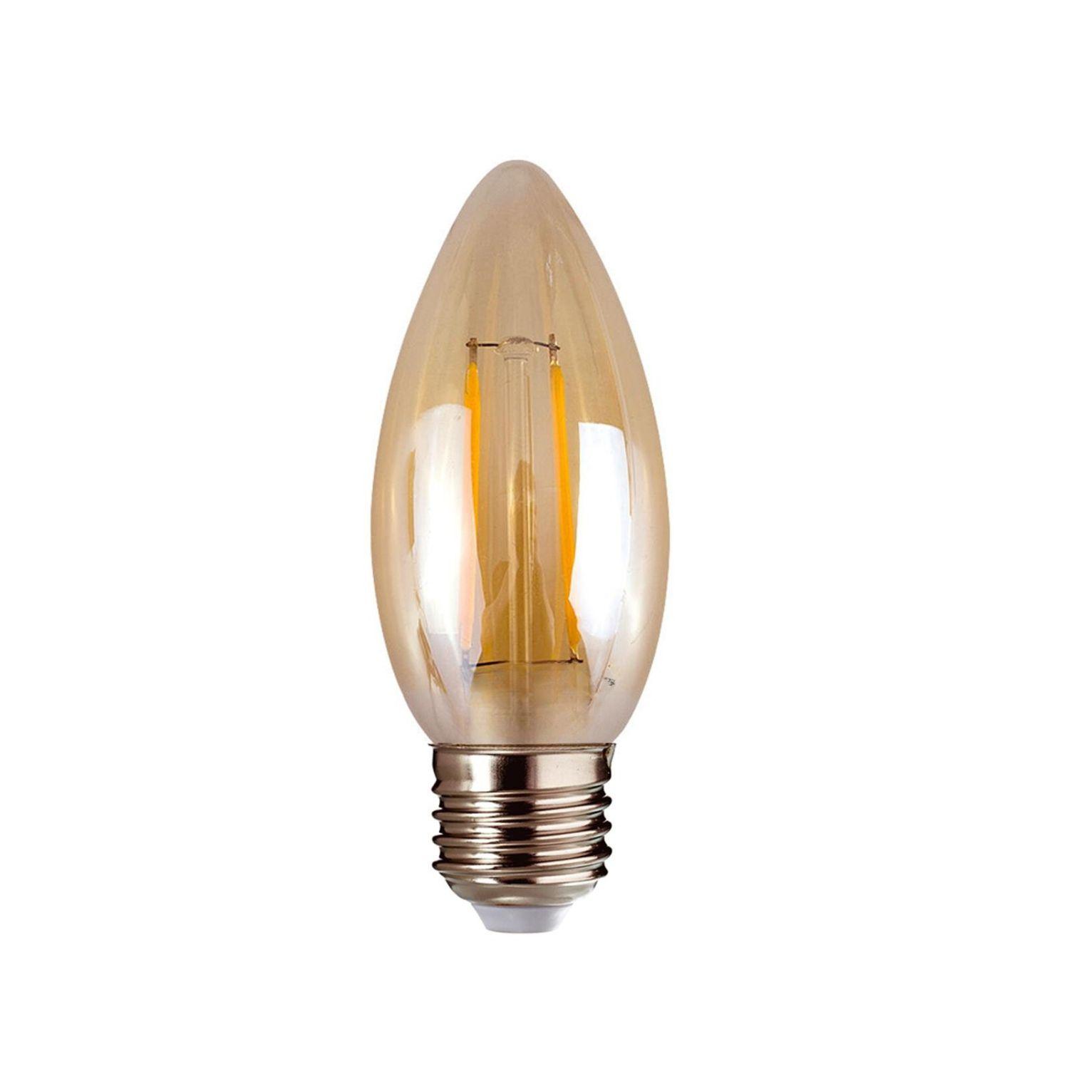 Pack 10 Ampolleta Led Vela Vintage 2w E27 2700k Ambar-2