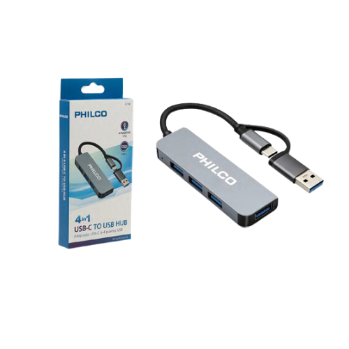 USB-C A USB HUB ADAPTADOR 3.0 Y 2.0 4 EN 1 PHILCO-3