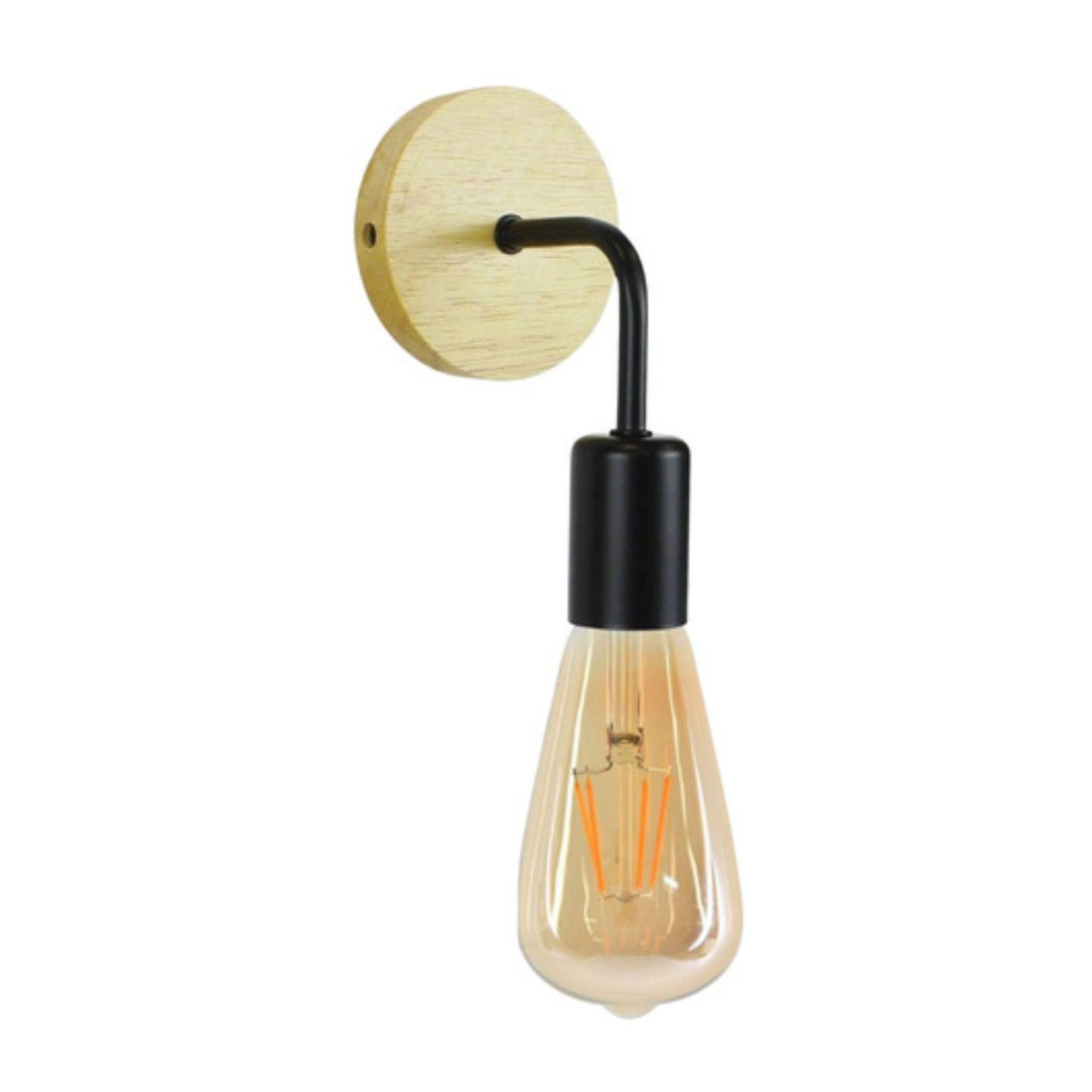 Aplique Lampara Foco Led Muro Madera E27 Decoracion Moderno-0