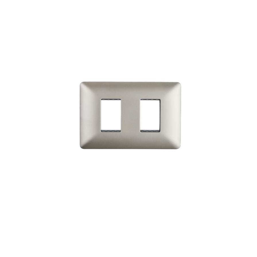 Placa Doble Base Soporte Modulo Tomacorriente Interruptor Stanford Champagne-0