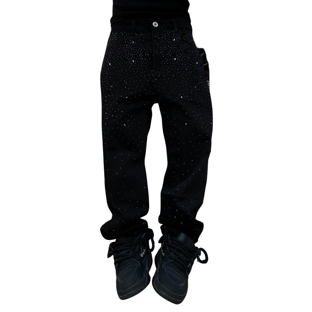 Jeans Negro Con Brillos De Hombre-0