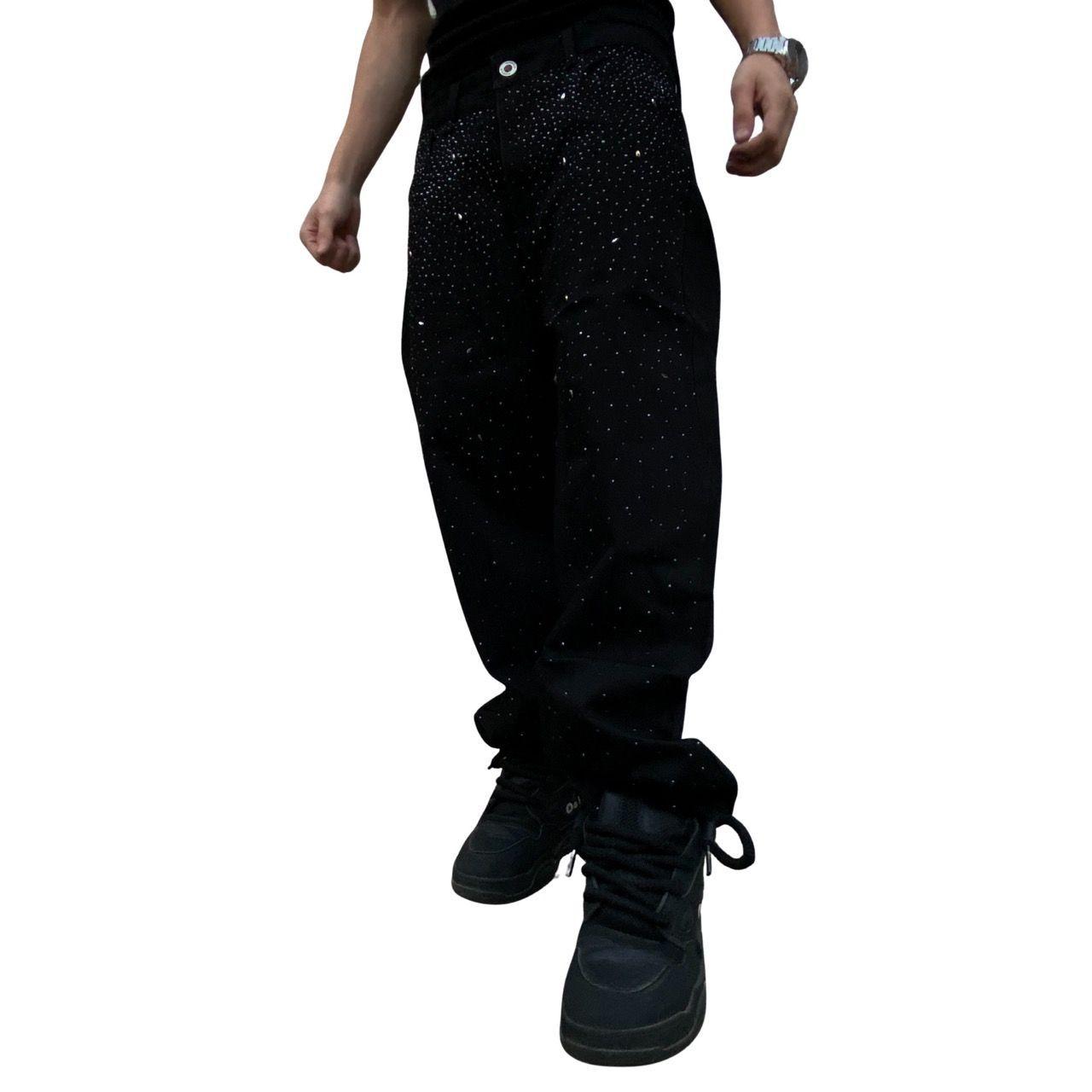 Jeans Negro Con Brillos De Hombre-1