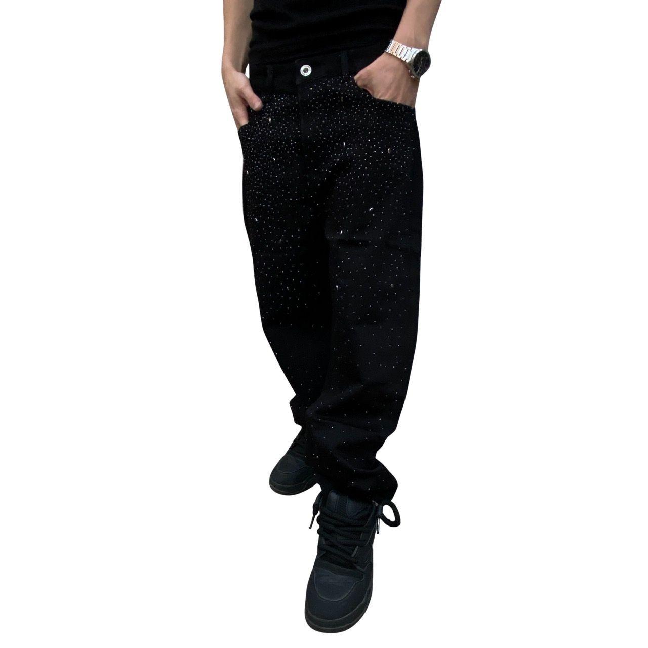 Jeans Negro Con Brillos De Hombre-2