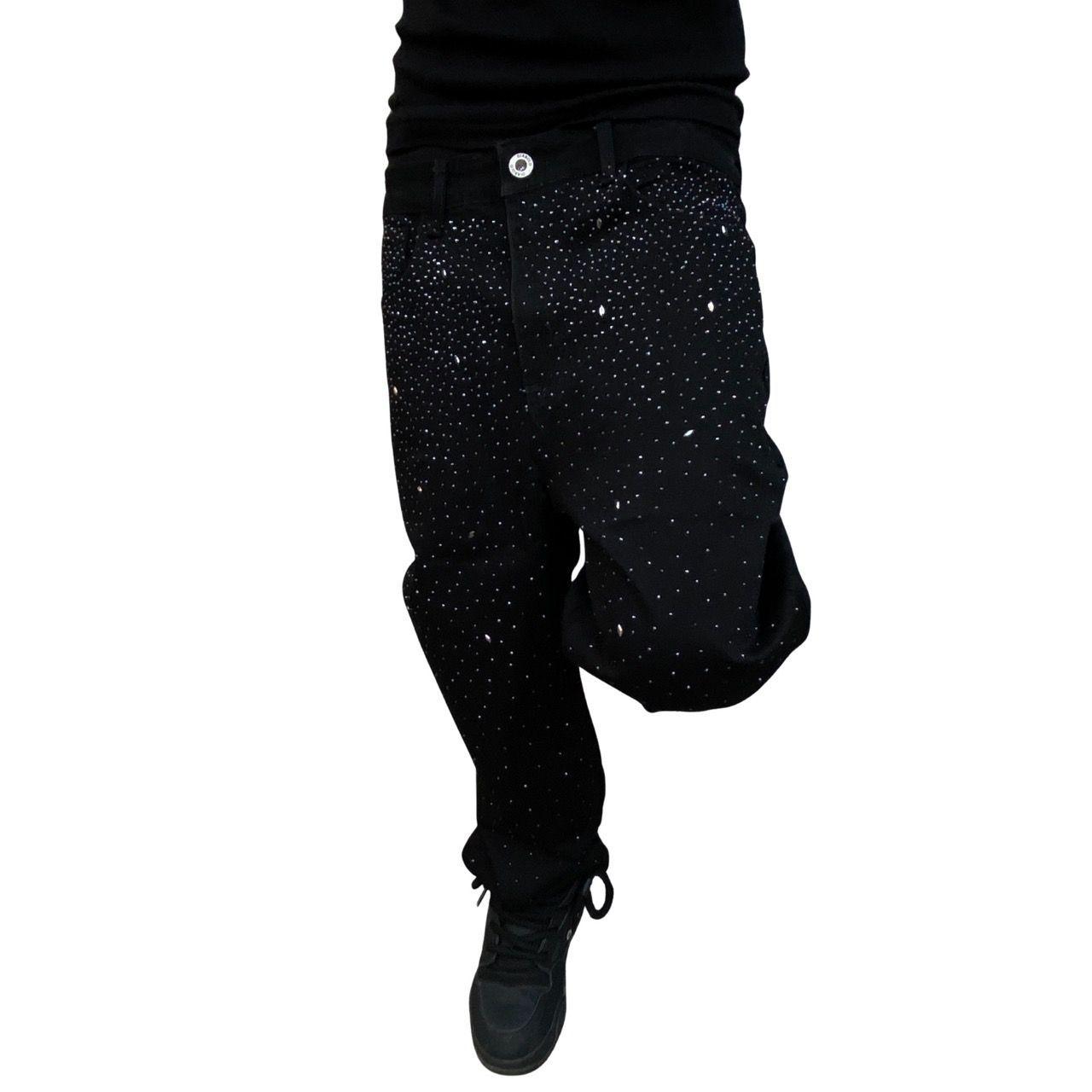 Jeans Negro Con Brillos De Hombre-5