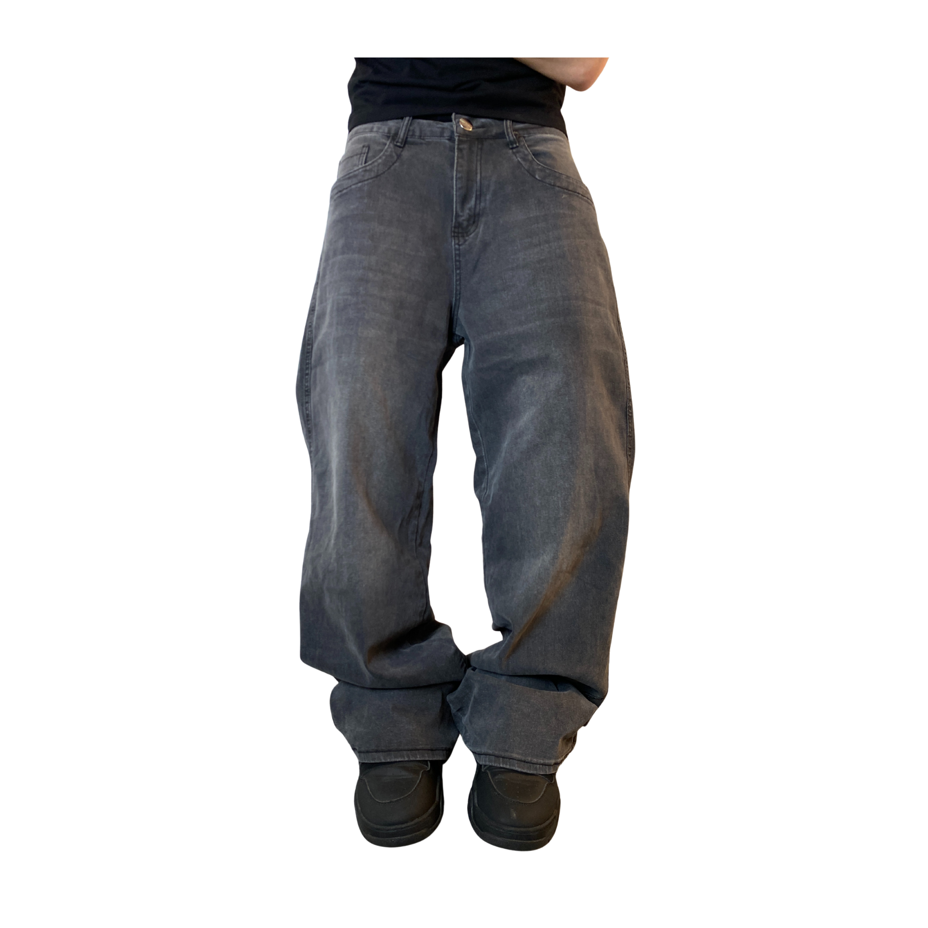 Jeans Baggy Gris Hombre Elasticado Pantalon De Mezclilla-2