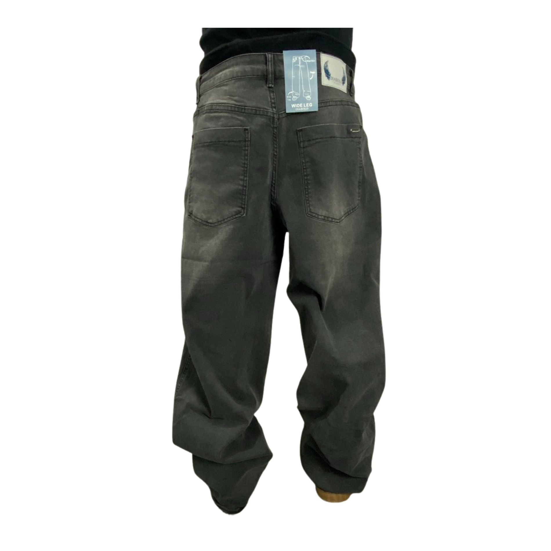 Jeans Baggy Gris Hombre Elasticado Pantalon De Mezclilla-3