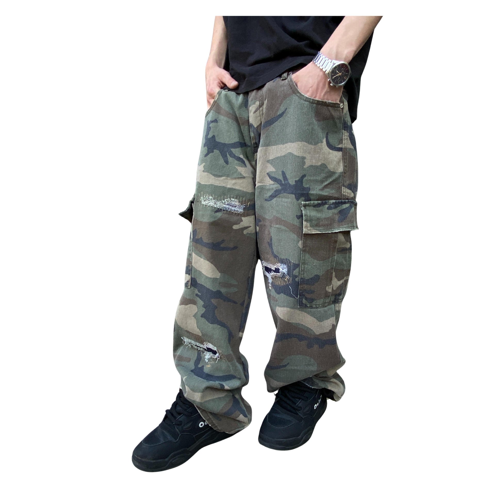 Jeans Cargo Baggy Militar Hombre-1