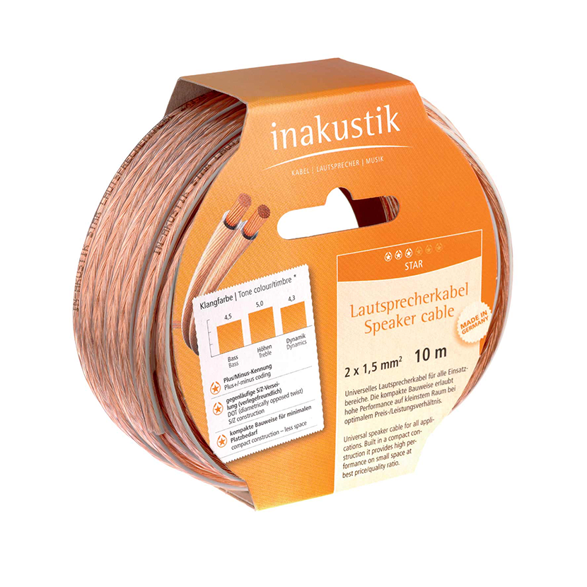 Cable de Parlante Star 2X1,5 mm Inakustik Rollo 10 mt-0