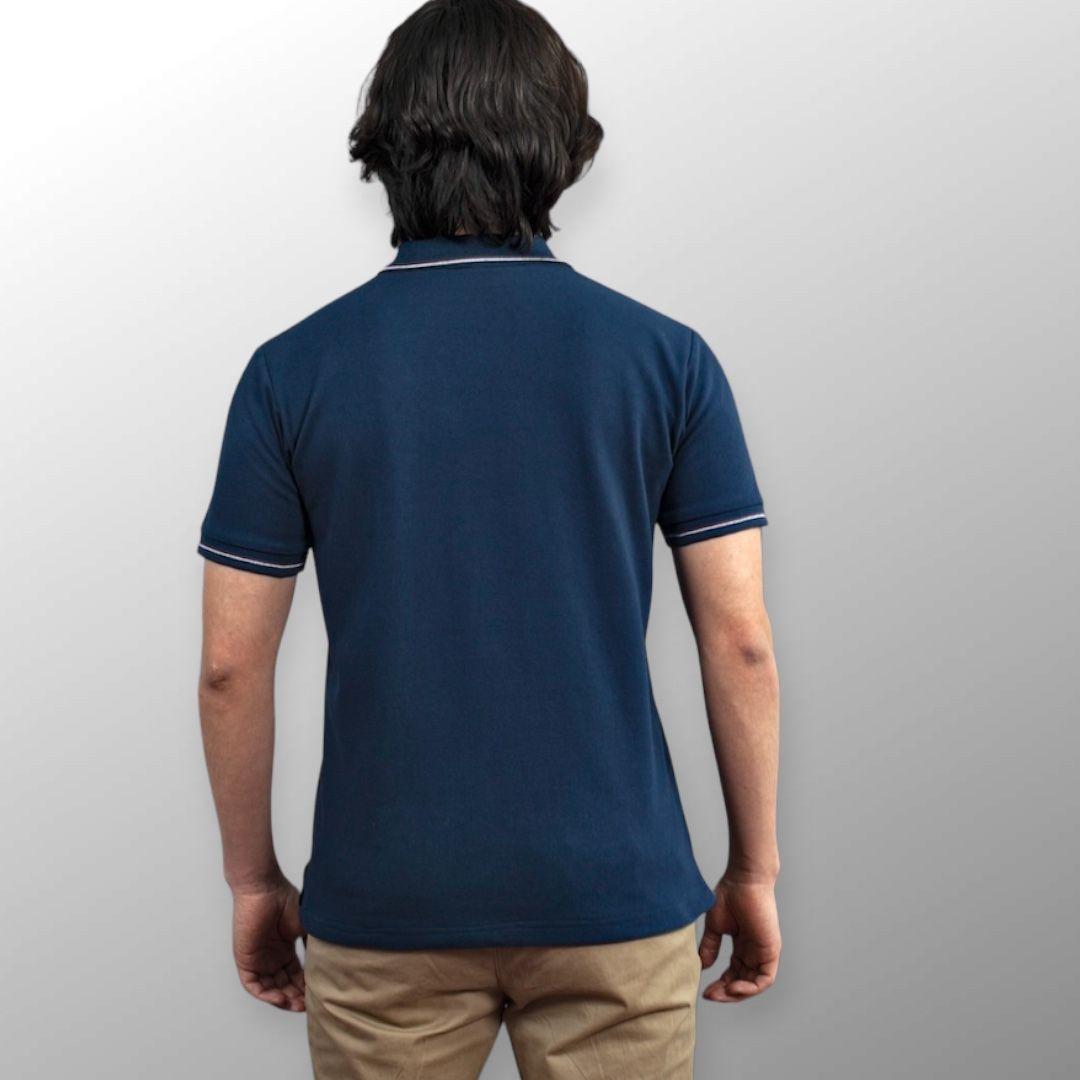 POLERA PIQUE HOMBRE DETALLES ROJO  GRIS-2