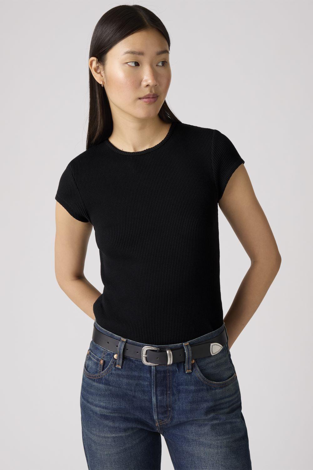 Polera Mujer Dry Goods Waffle Cap Tee Negro Levis 003PW-0001-2