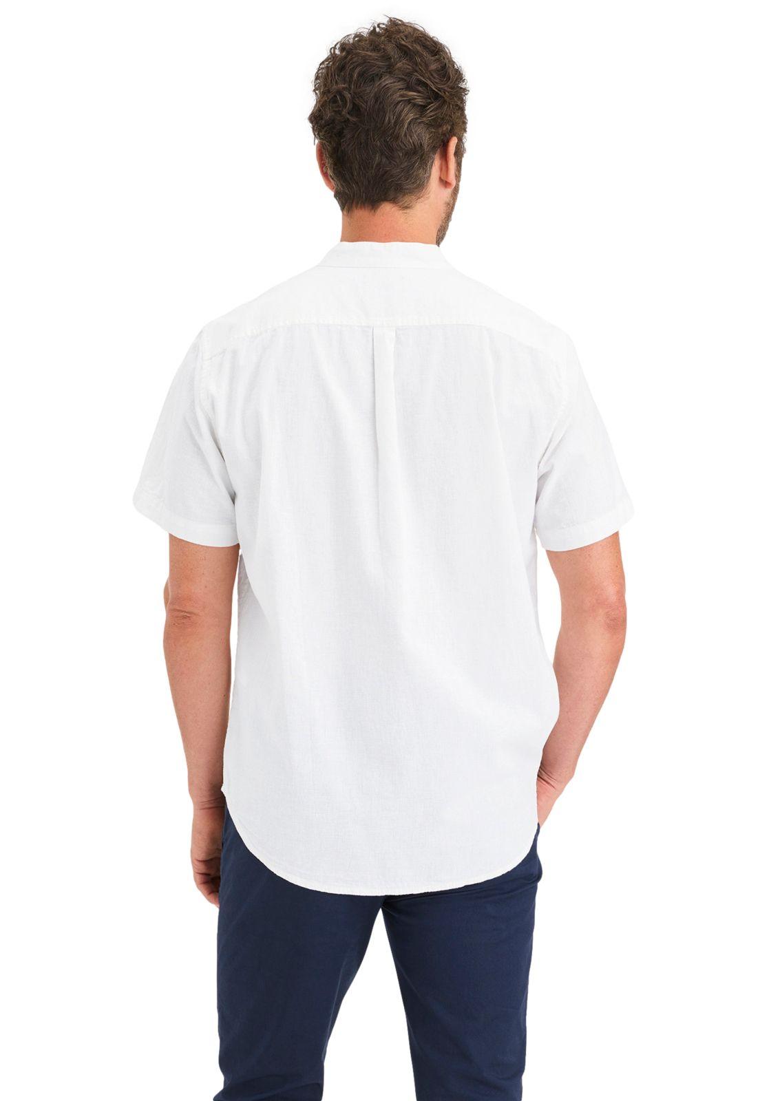 Camisa Hombre SS Band Collar Regular Fit Blanco A6931-0003-2