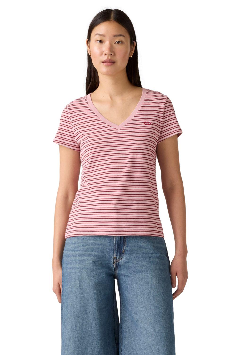 Polera Mujer Perfect Vneck Rosado Levis 85341-0123-0