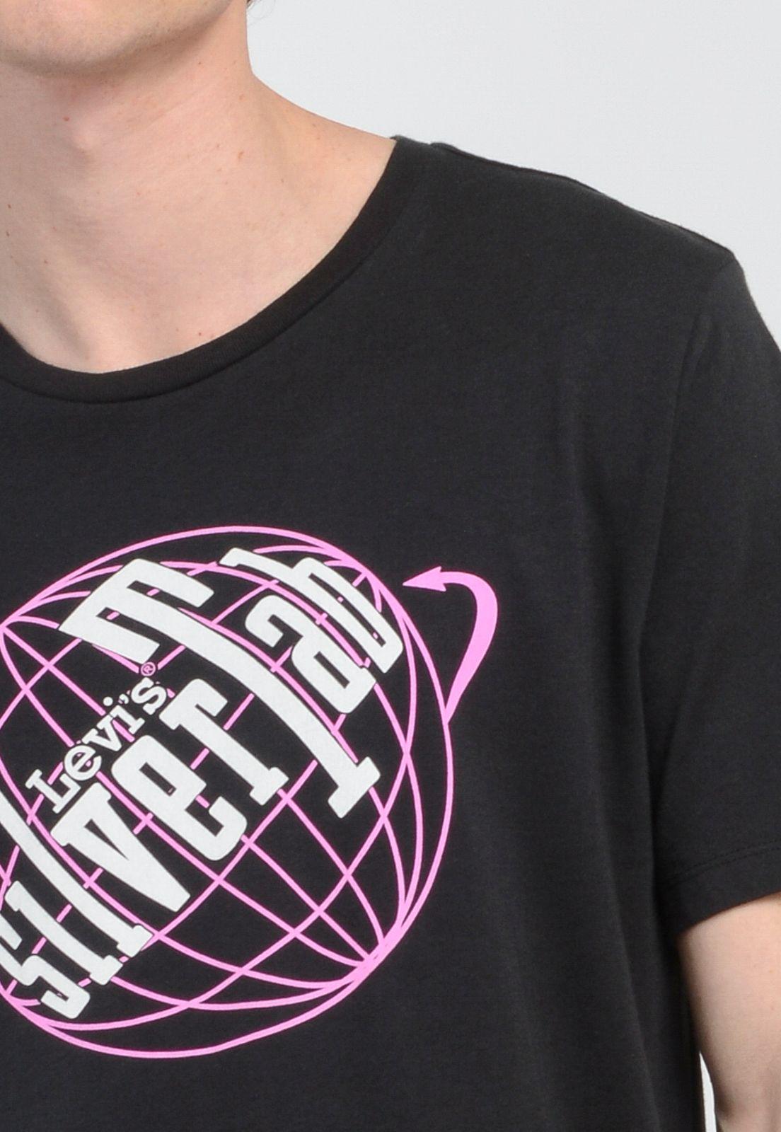 Polera Hombre Cuello Redondo Gráfica Negra Levis 22491-1169-2