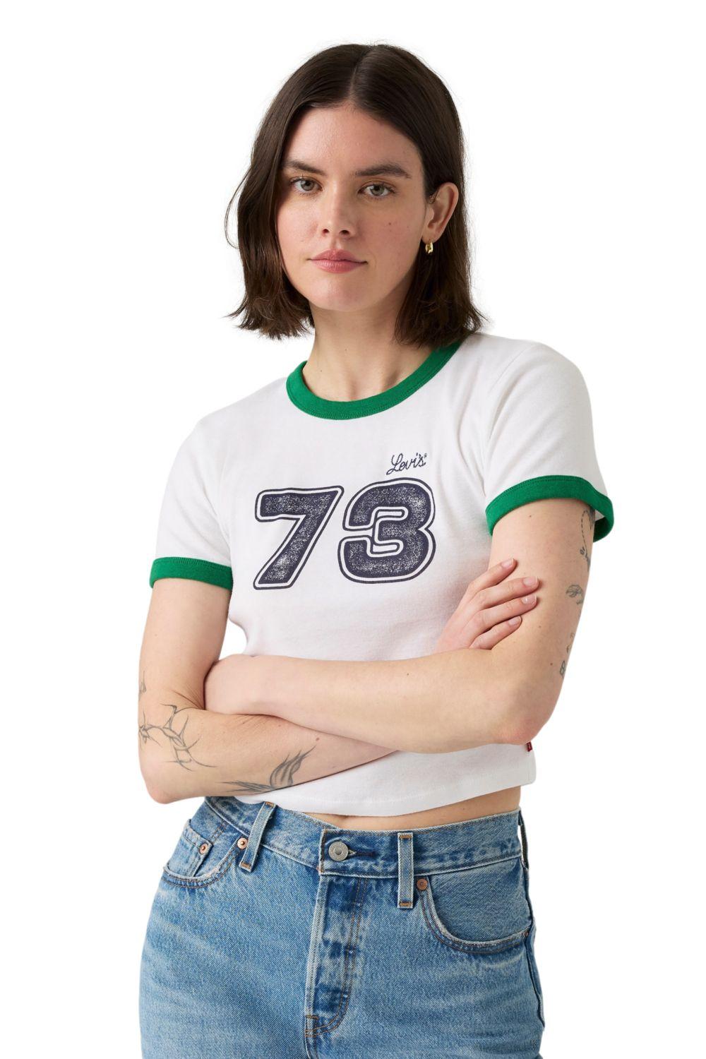 Polera Mujer Graphic Mini Ringer Tee Blanco Levis A3523-0142-2