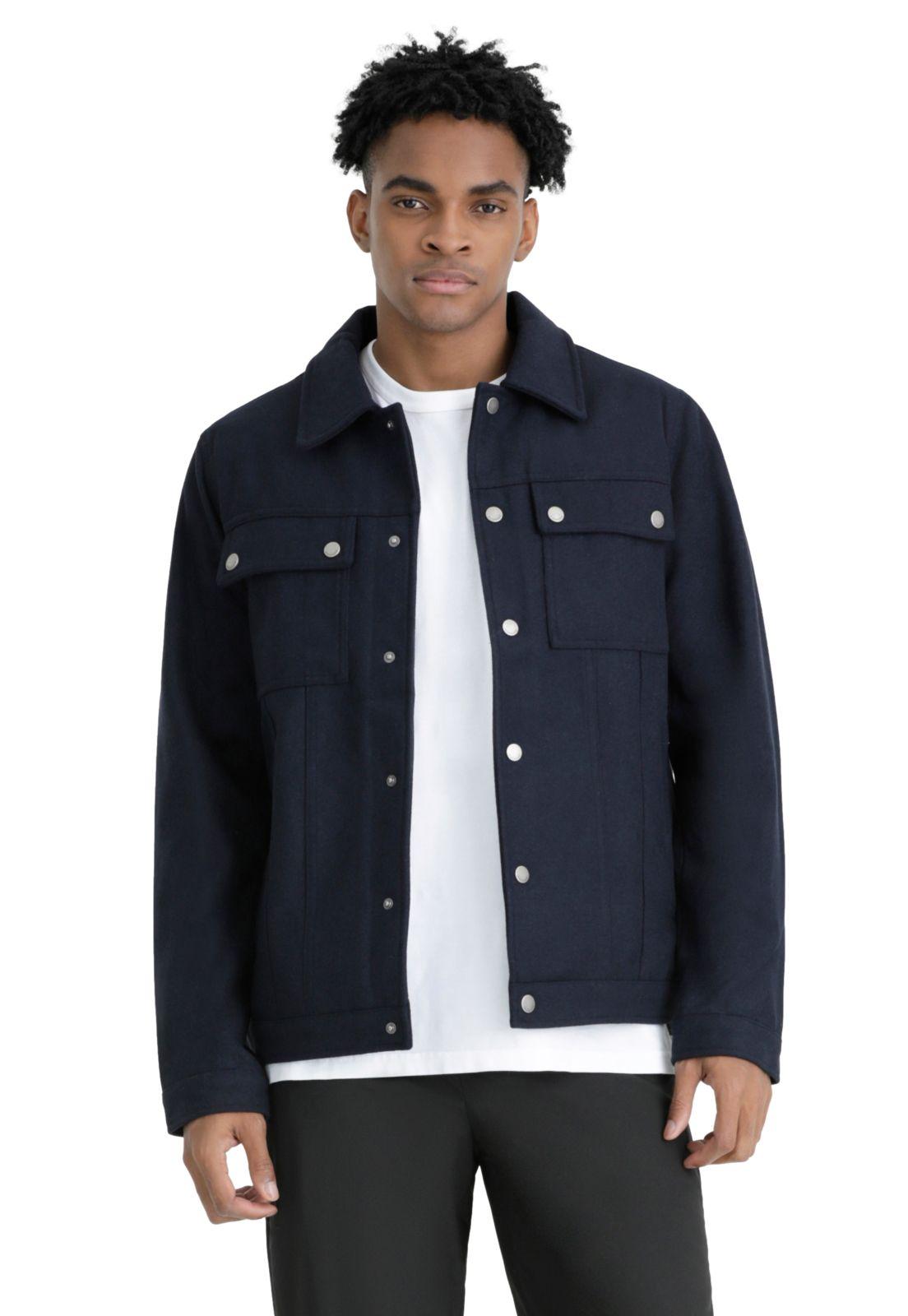Chaqueta Hombre Wool Blend Regular Fit Azul-0