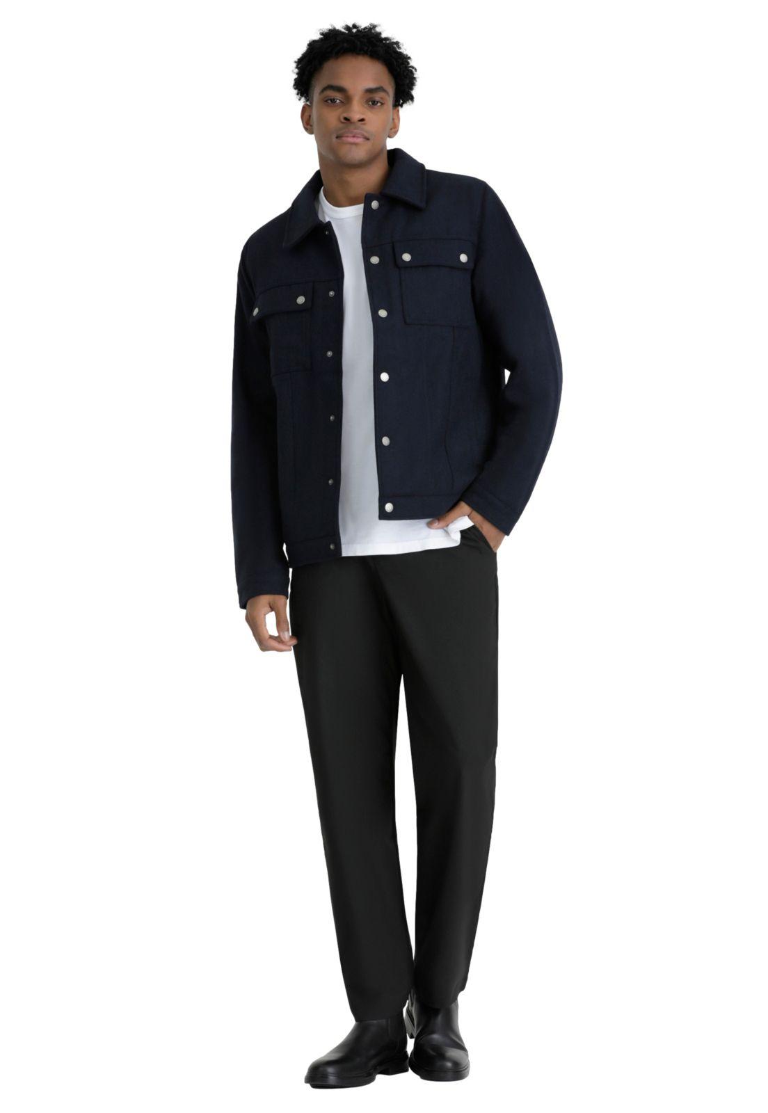 Chaqueta Hombre Wool Blend Regular Fit Azul-3