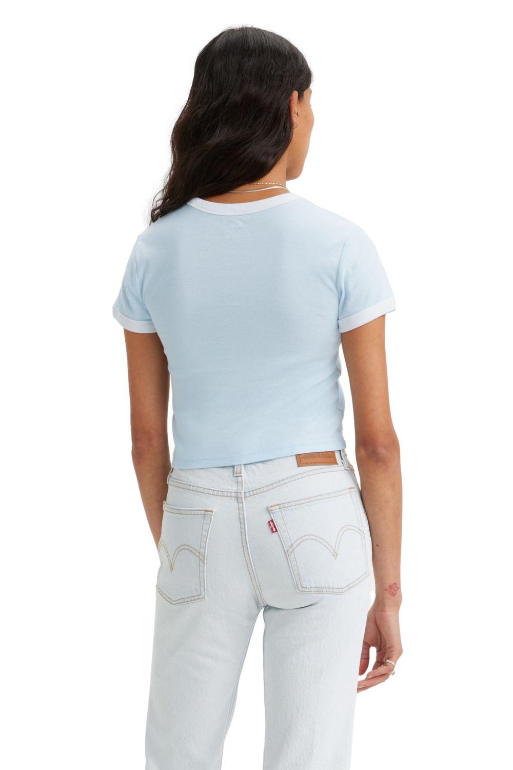 Polera Mujer Manga corta Mini Box Tab Celeste Levis A3523-0047-2
