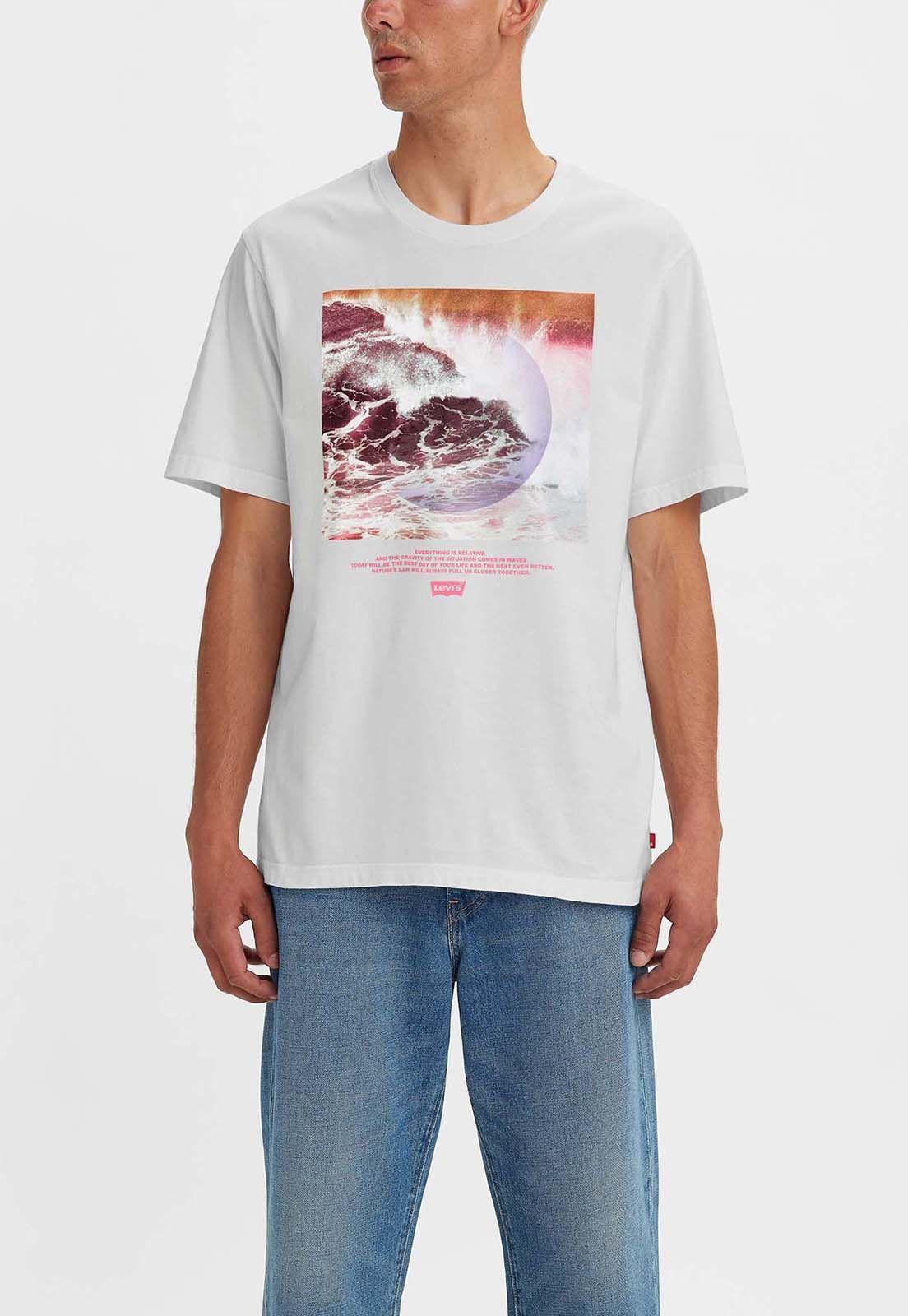 Polera Hombre Cuello Redondo Gráfica Blanca Levis 16143-0165-0