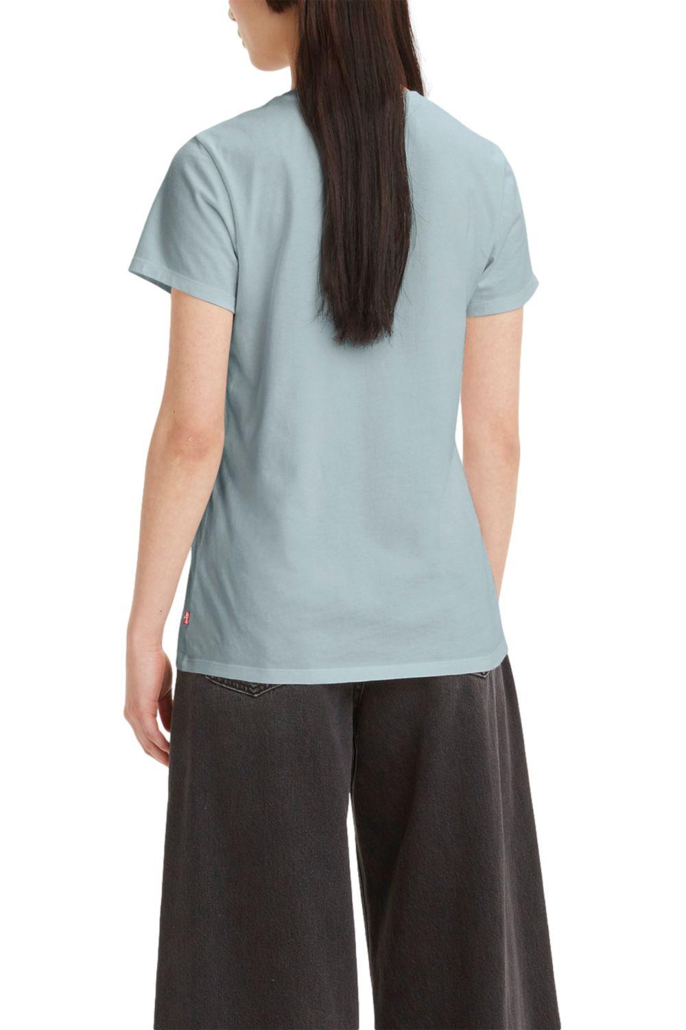 Polera Mujer Lisa Con Logo Celeste Levis 17369-1944-1