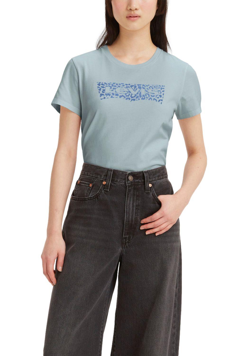 Polera Mujer Lisa Con Logo Celeste Levis 17369-1944-0