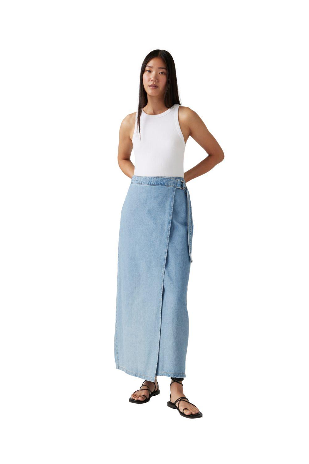 Falda Mujer Column Wrap Skirt Celeste Levis 001VG-0000-3