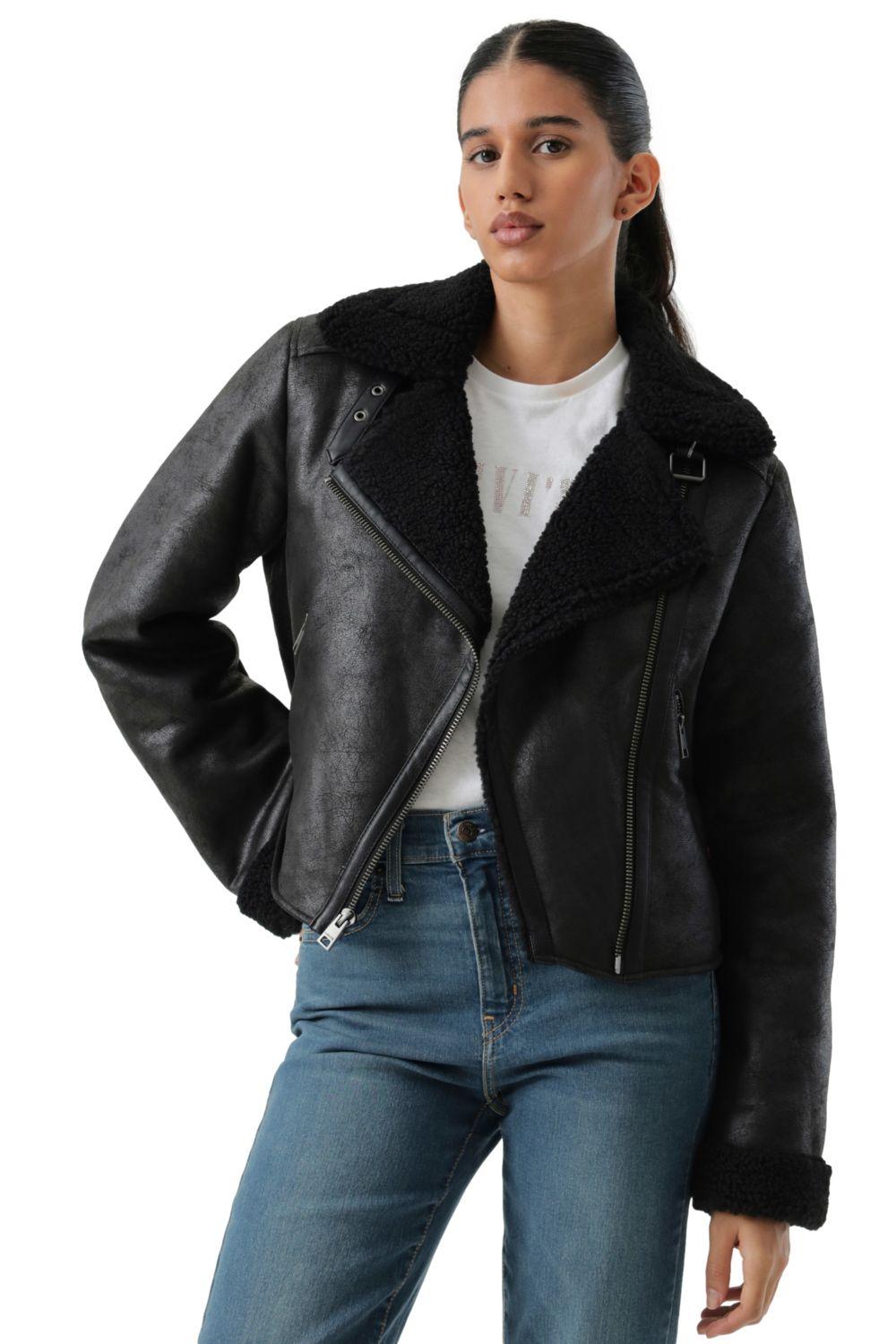 Chaqueta Mujer Sherpa Short Moto Negro Levis 59544-0716-0