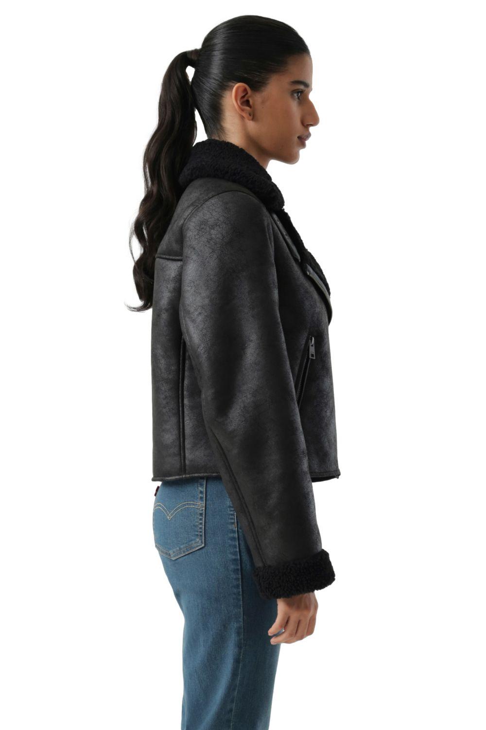 Chaqueta Mujer Sherpa Short Moto Negro Levis 59544-0716-1