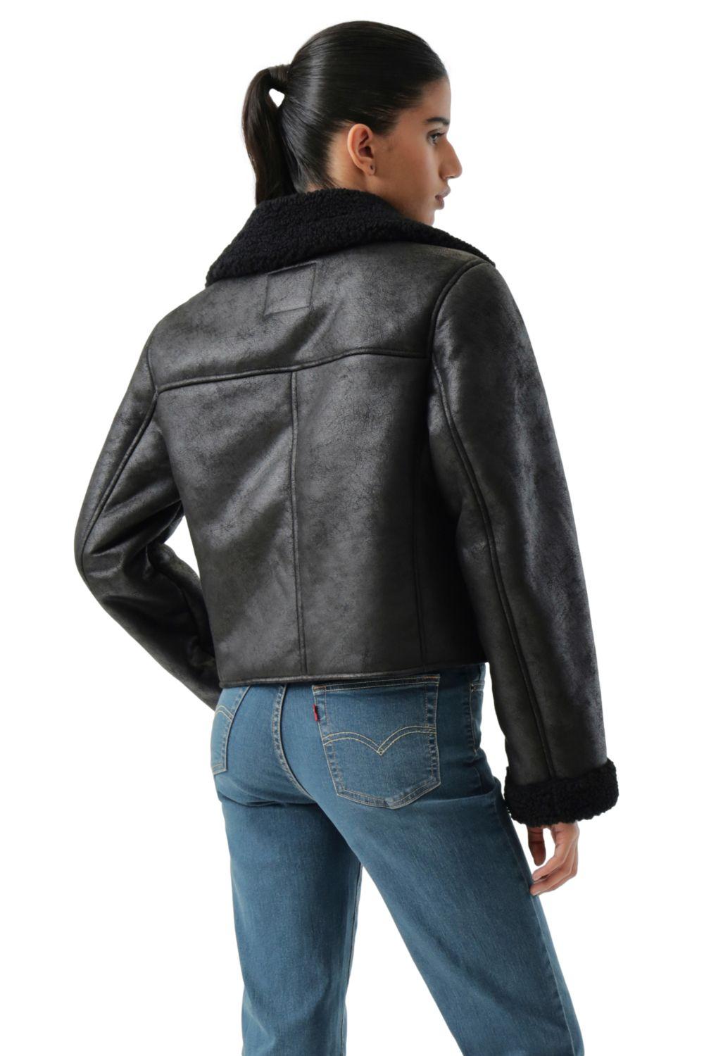 Chaqueta Mujer Sherpa Short Moto Negro Levis 59544-0716-2