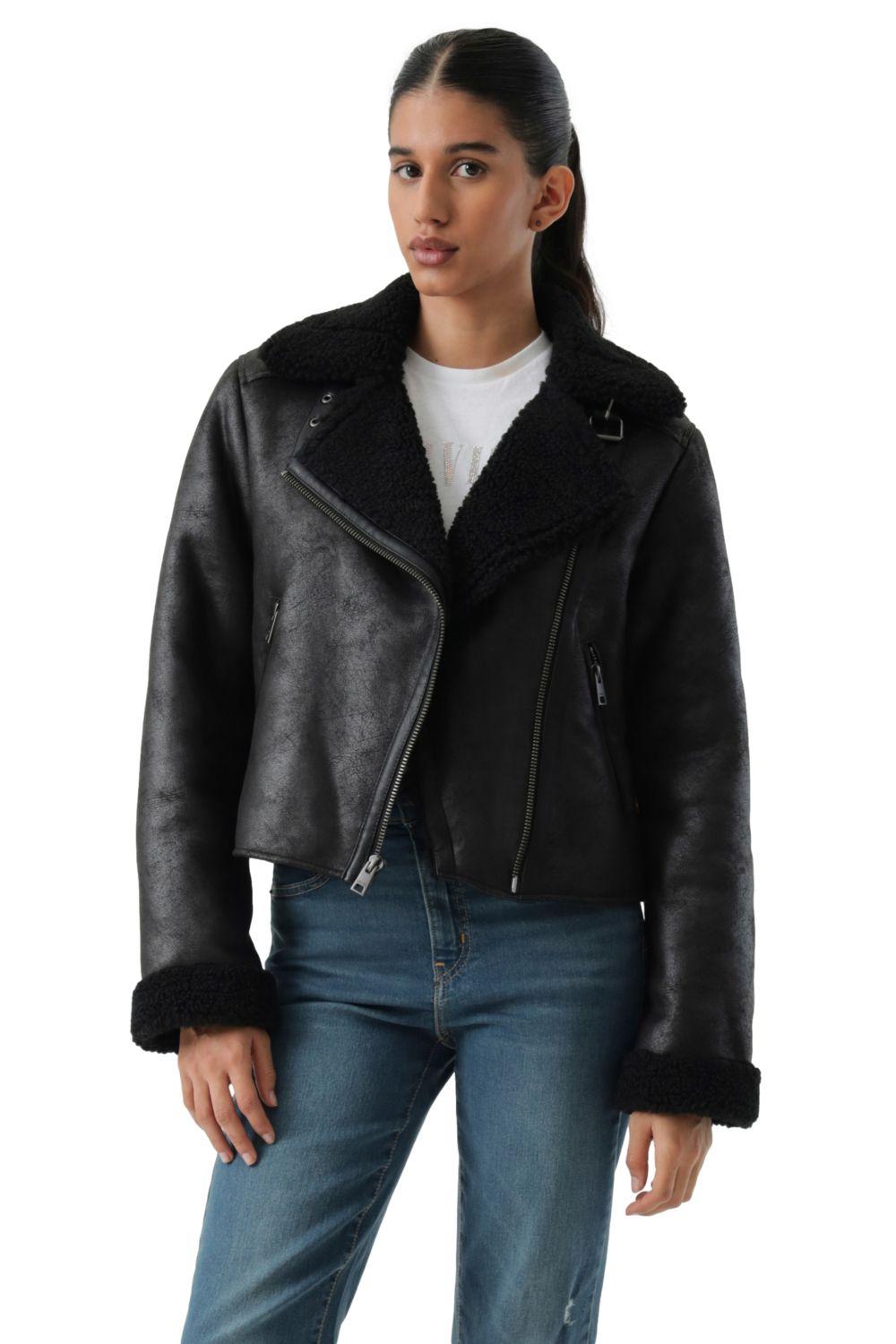 Chaqueta Mujer Sherpa Short Moto Negro Levis 59544-0716-3