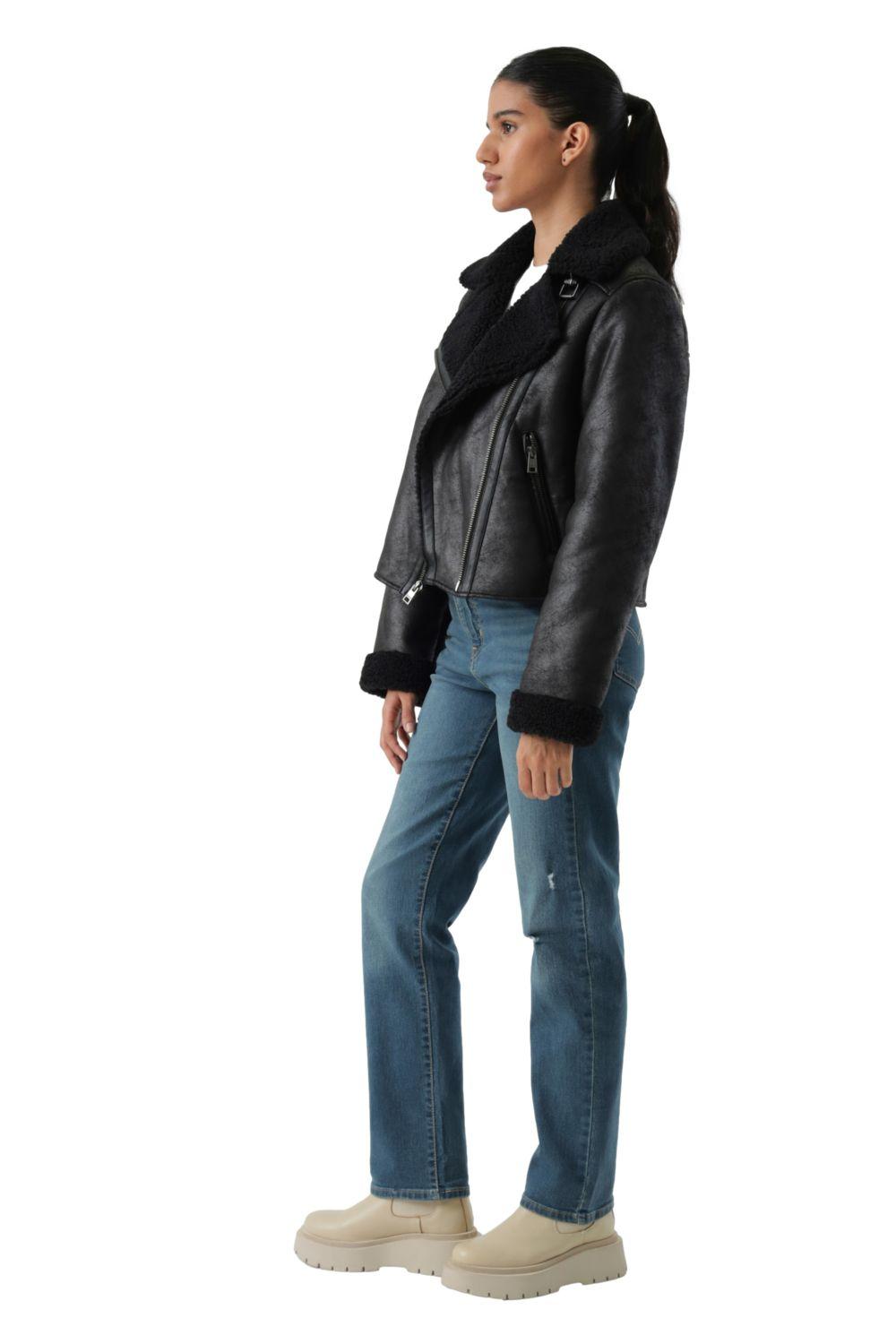 Chaqueta Mujer Sherpa Short Moto Negro Levis 59544-0716-4