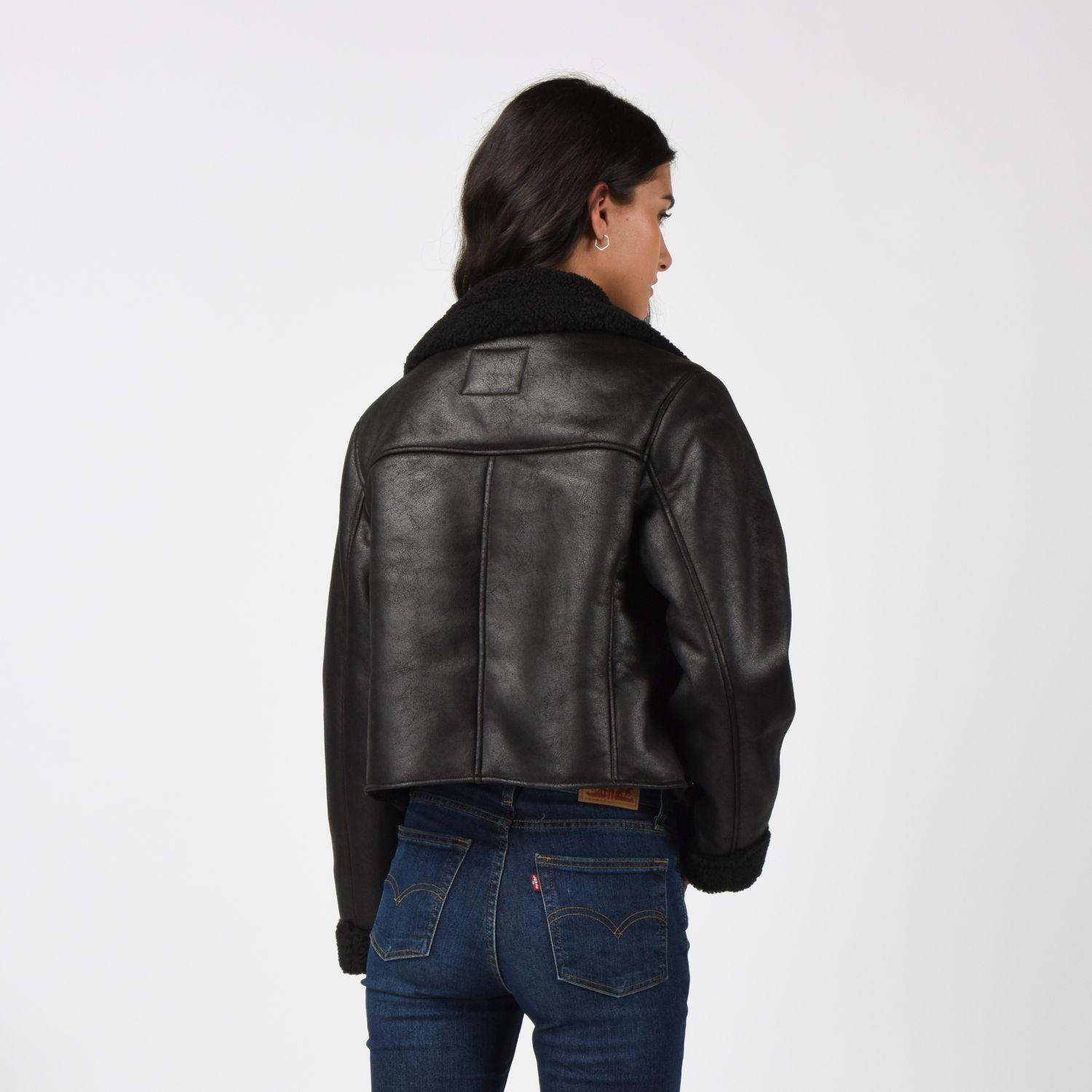 Chaqueta Mujer Sherpa Short Moto Negro Levis 59544-0716-2