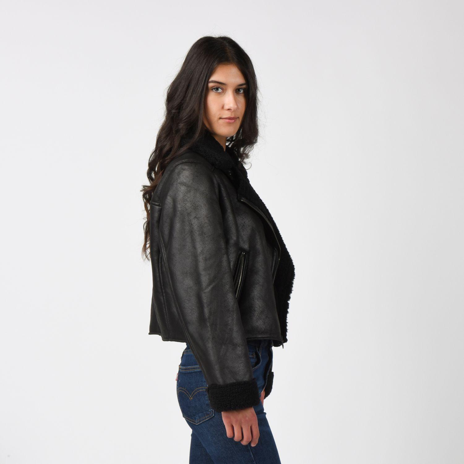 Chaqueta Mujer Sherpa Short Moto Negro Levis 59544-0716-1