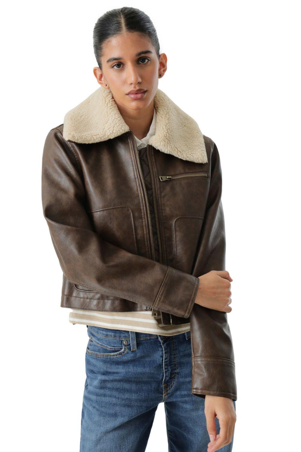 Chaqueta Mujer Vintage Aviator Sherpa Café Levis 59544-0735-3