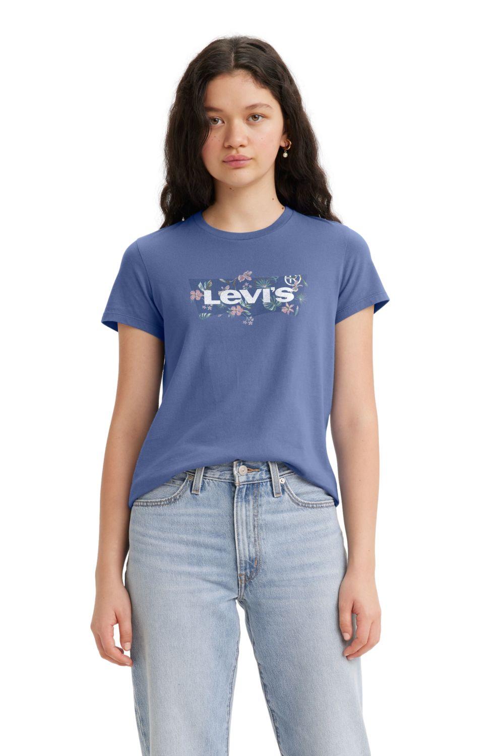 Polera Mujer Regular Fit Liso Logo Azul Levis 17369-2458-0
