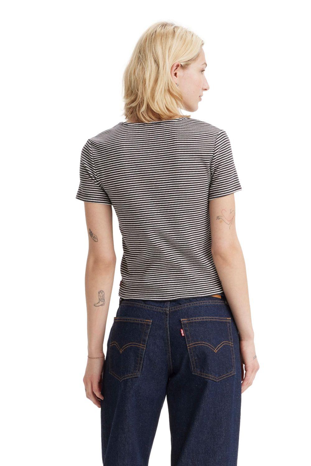 Polera Mujer Botones Cuello V Negro Levis A8782-0004-2