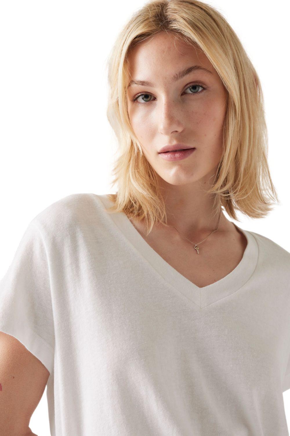 Polera Mujer Boxy Vneck Tee Blanco Levis A8774-0001-3