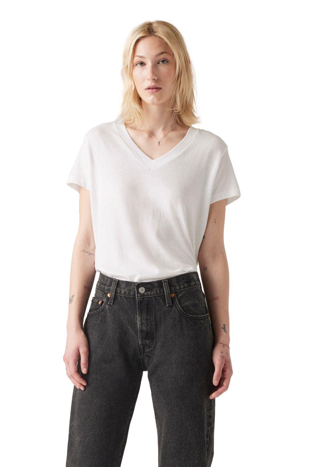 Polera Mujer Boxy Vneck Tee Blanco Levis A8774-0001-0