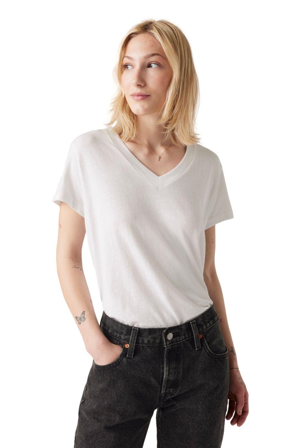 Polera Mujer Boxy Vneck Tee Blanco Levis A8774-0001-2